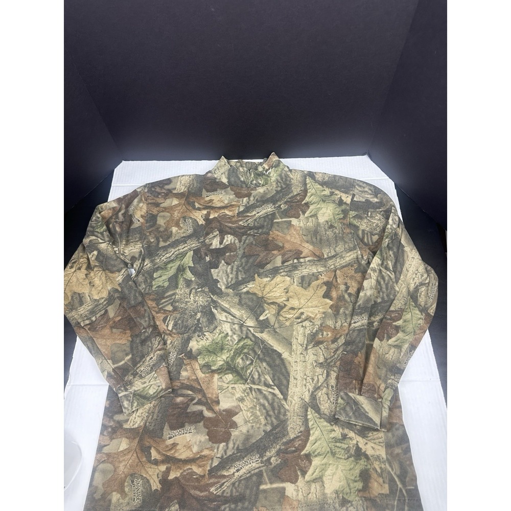Vintage Duxbak Advantage Timber Camo Shirt Mens M Single Stitch Mock Neck